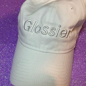 Glossier white baseball cap